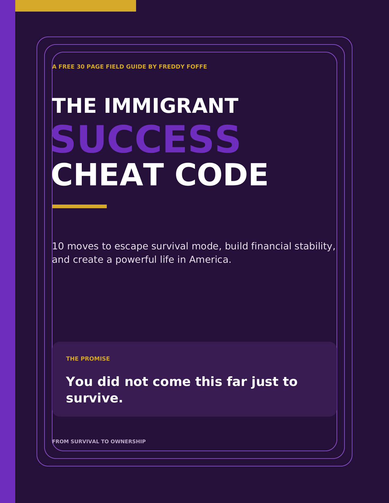 The Immigrant Success Cheat Code book cover by Freddy Foffe